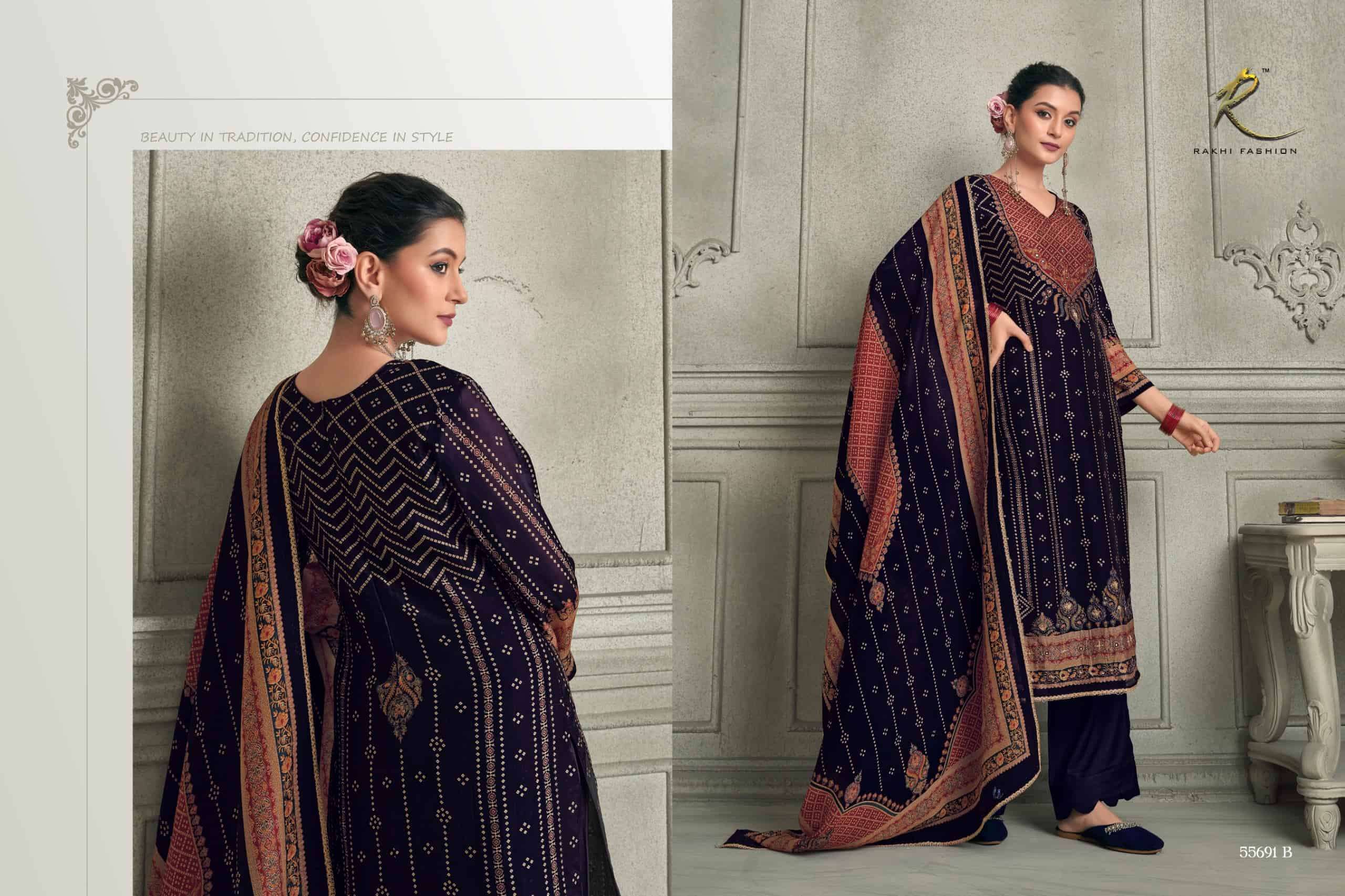 Rakhi Fashion Rang E Haya 55691 Bemberg Diamond Silk Salwar Suit