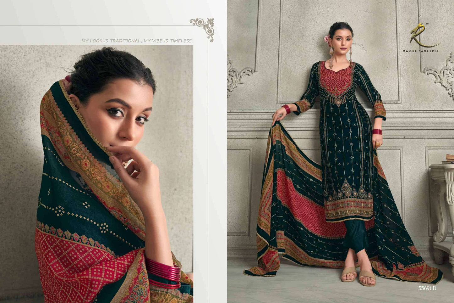Rakhi Fashion Rang E Haya 55691 Bemberg Diamond Silk Salwar Suit