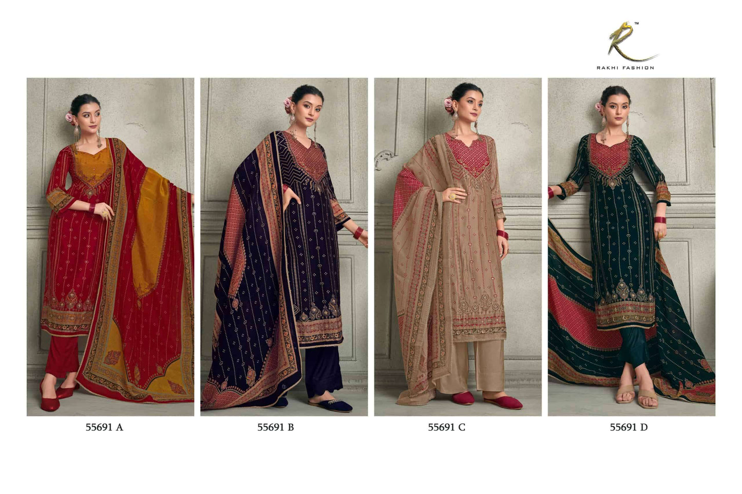 Rakhi Fashion Rang E Haya 55691 Bemberg Diamond Silk Salwar Suit