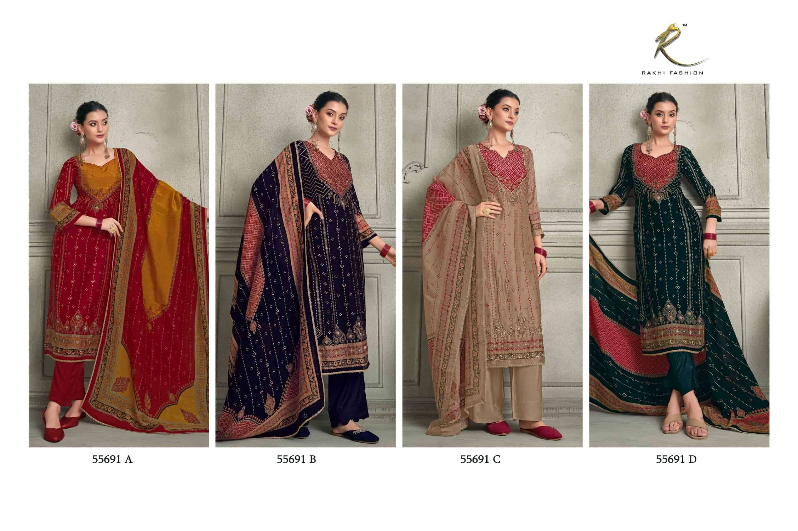 Rakhi Fashion Rang E Haya 55691 Bemberg Diamond Silk Salwar Suit