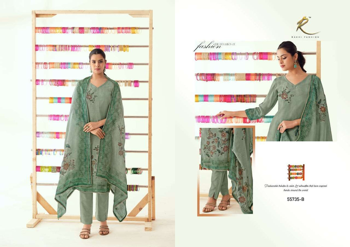 Rakhi Fashion Rang E Haya Pure Bemberg Silk Pakistani Suit