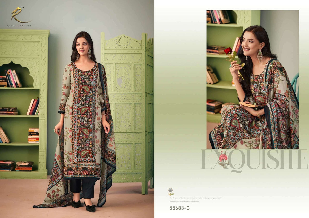 Rakhi Fashion Rumaahi 55683 Bemberg Silk Dress Material - Amrah Wholesale