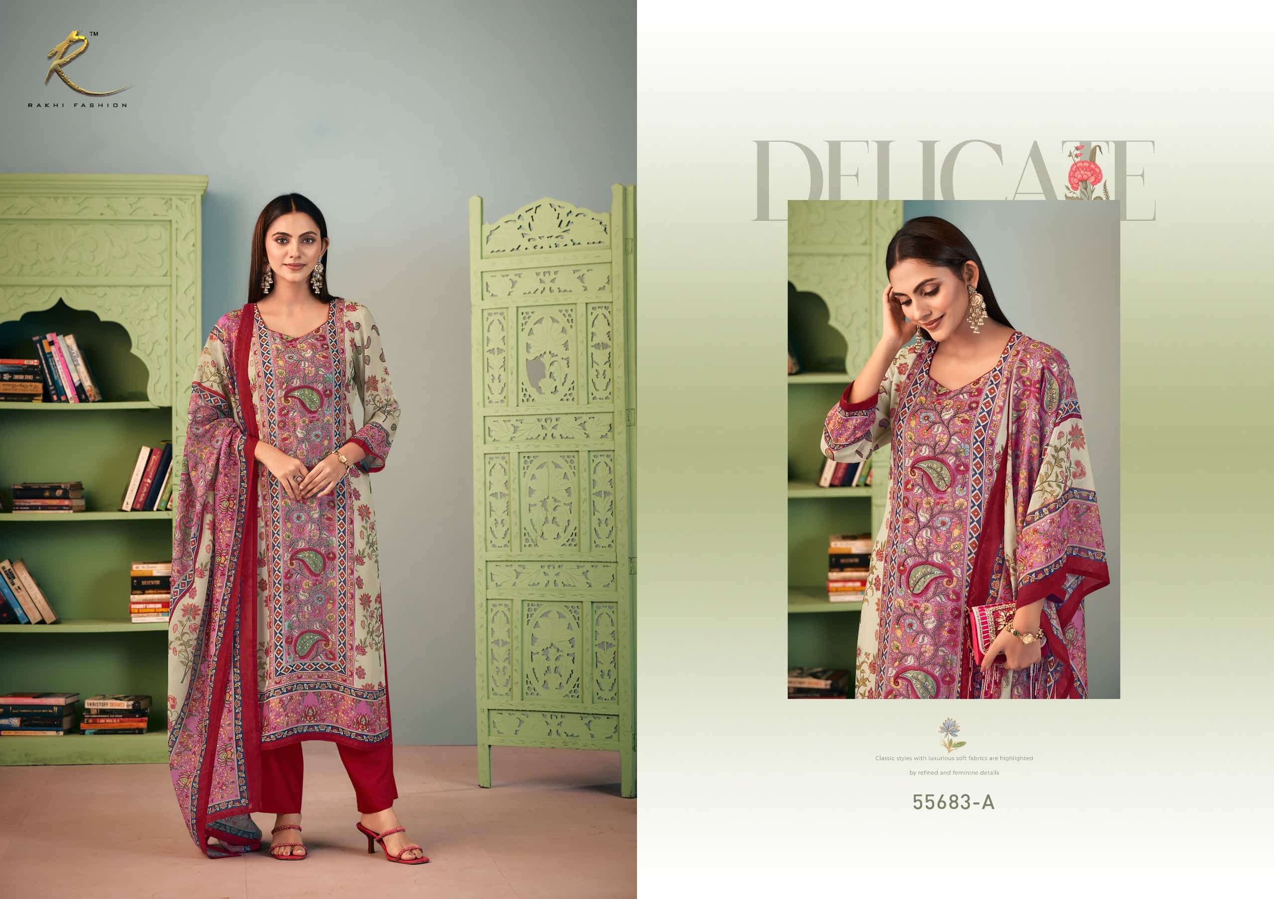 Rakhi Fashion Rumaahi 55683 Bemberg Silk Dress Material