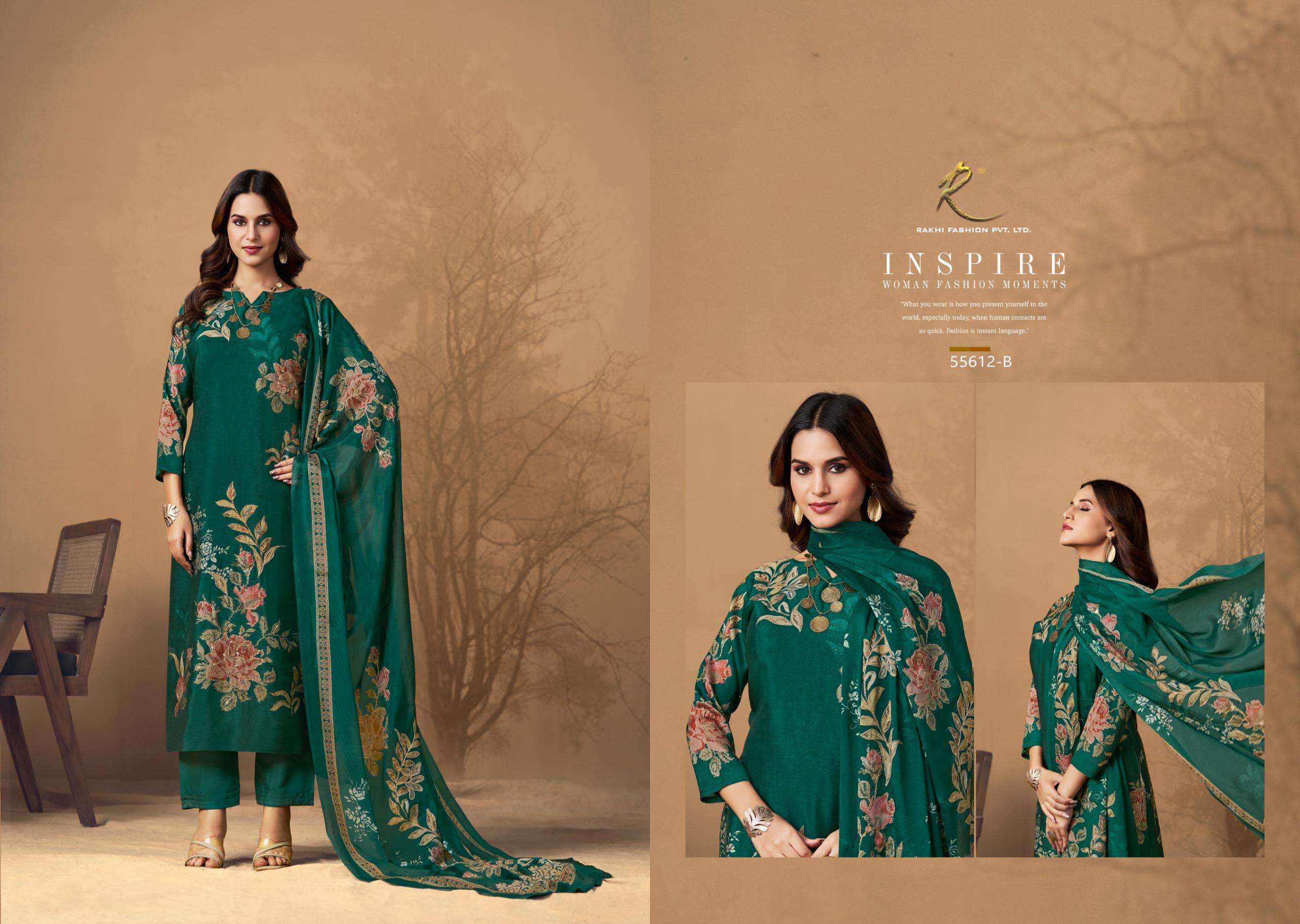 Rakhi Fashion Shadow Rubey 55612 Pure Bemberg Tussar Silk Dress Material
