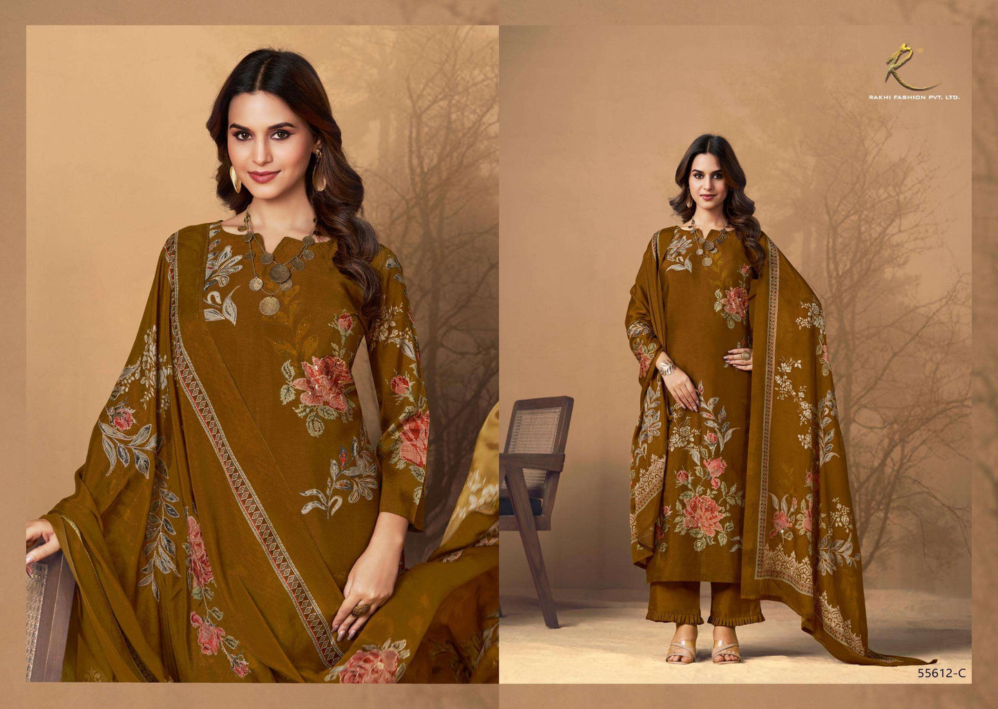 Rakhi Fashion Shadow Rubey 55612 Pure Bemberg Tussar Silk Dress Material