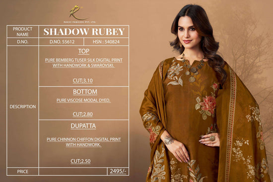 Rakhi Fashion Shadow Rubey 55612 Pure Bemberg Tussar Silk Dress Material