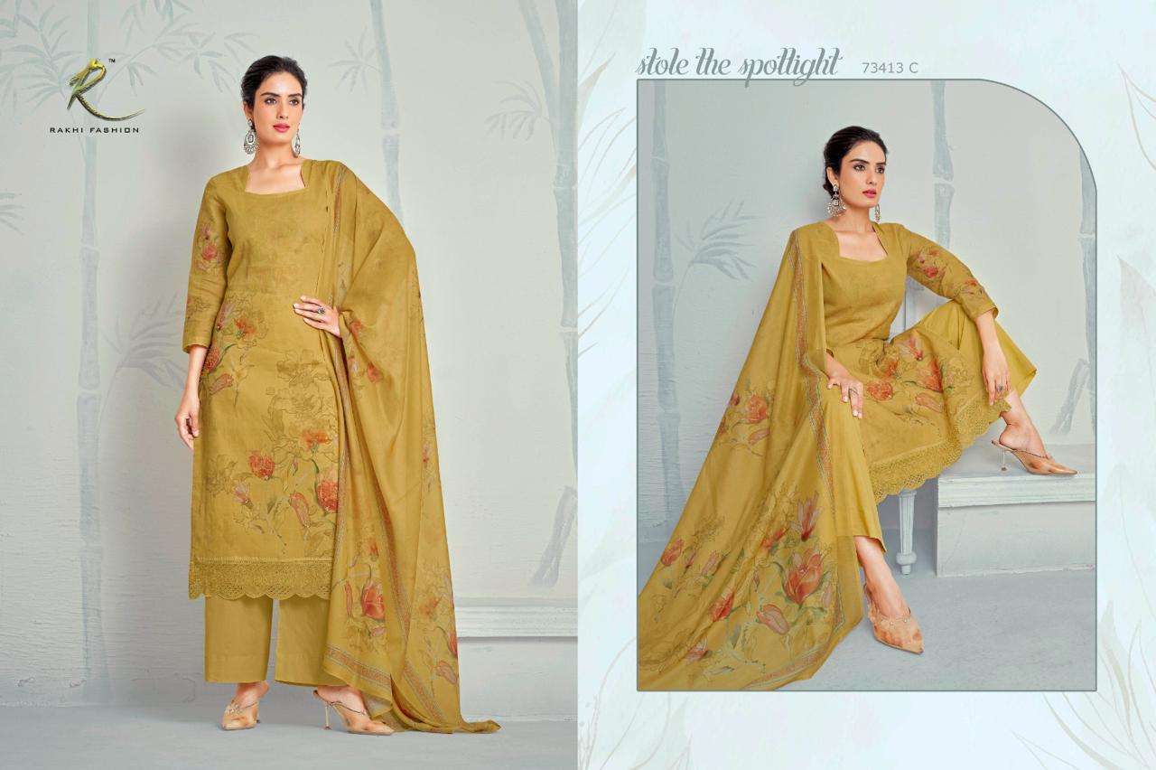 Rakhi Fashion Star Summer 73413 Premium Organdy Dress Material - Amrah Wholesale