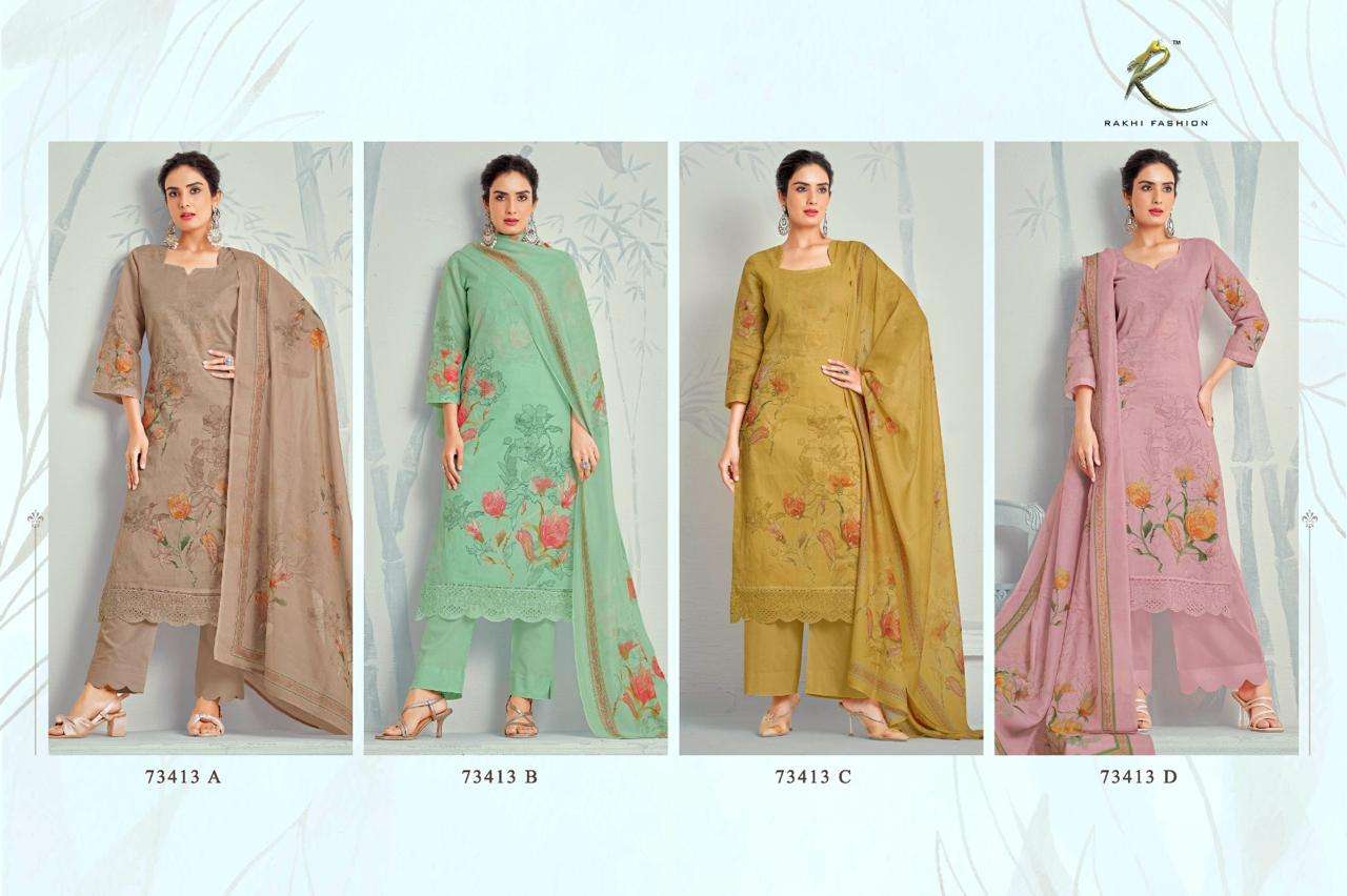 Rakhi Fashion Star Summer 73413 Premium Organdy Dress Material - Amrah Wholesale