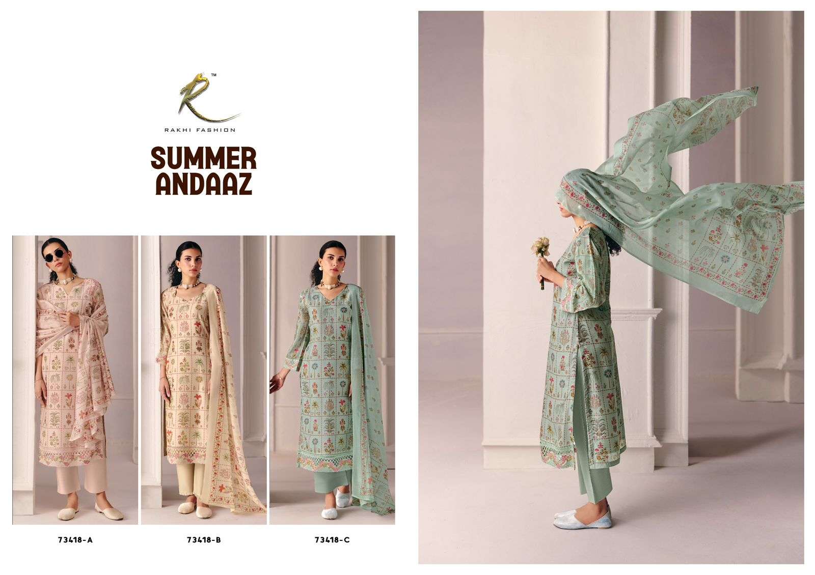 Rakhi Fashion Summer Andaaz 73418 Dress Material Wholesale Catalogue - Amrah Wholesale
