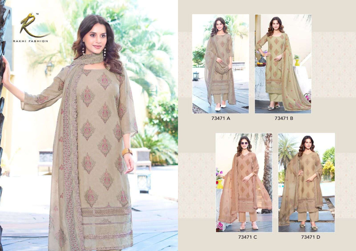 Rakhi Fashion Summer Andaaz 73471 Pure Bemberg Mal Chanderi Salwar Suit - Amrah Wholesale
