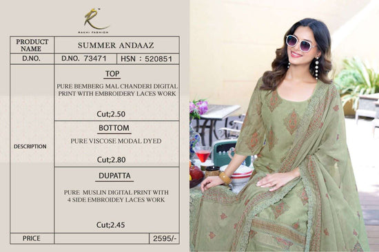 Rakhi Fashion Summer Andaaz 73471 Pure Bemberg Mal Chanderi Salwar Suit - Amrah Wholesale