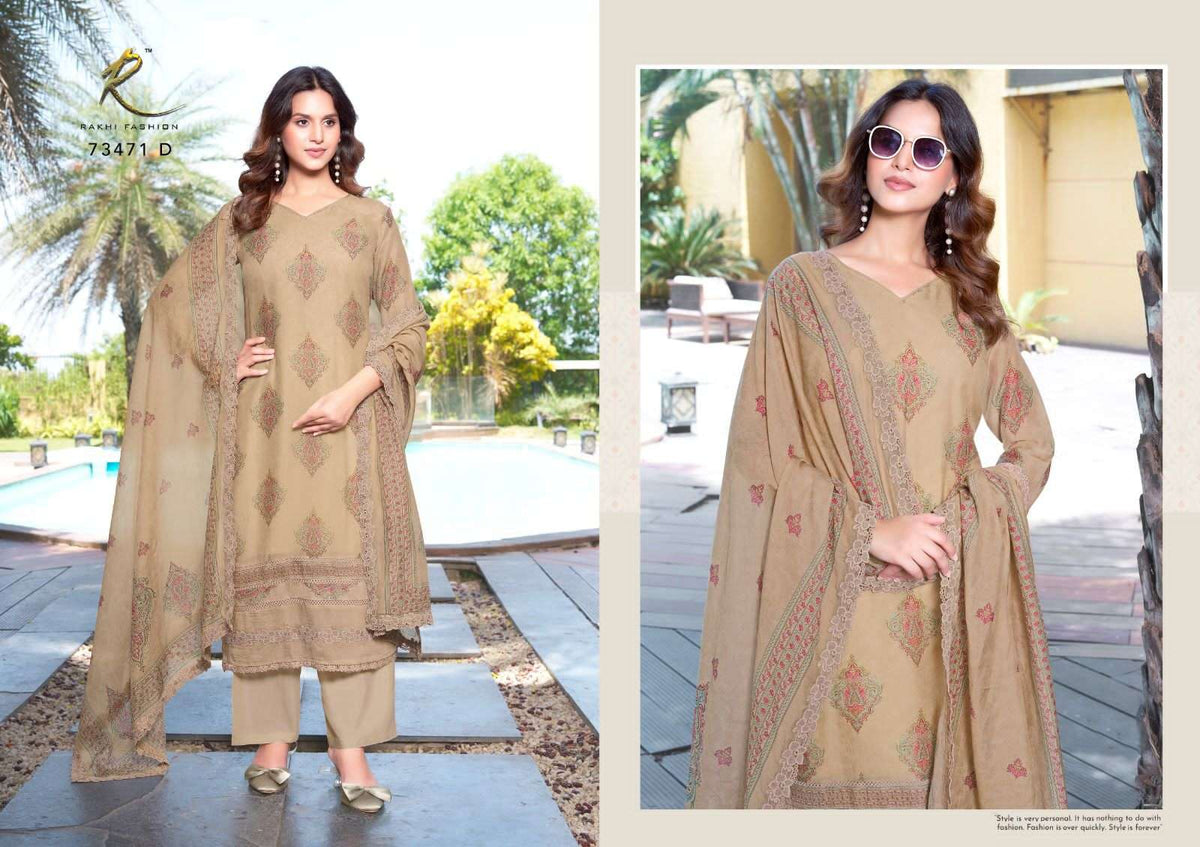 Rakhi Fashion Summer Andaaz 73471 Pure Bemberg Mal Chanderi Salwar Suit - Amrah Wholesale