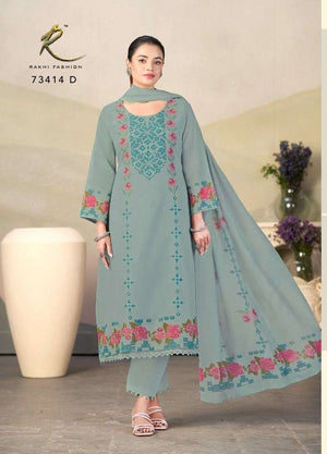Rakhi Fashion Summer Crossstitch 73414 Dress Material Wholesale Catalogue - Amrah Wholesale