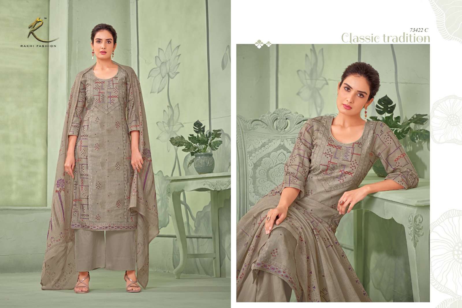 Rakhi Fashion Summer Extravanganza 73422 Mulberry Dress Material - Amrah Wholesale