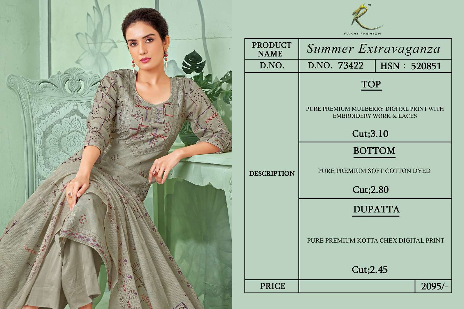 Rakhi Fashion Summer Extravanganza 73422 Mulberry Dress Material - Amrah Wholesale