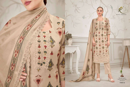 Rakhi Fashion Summer Fragrance 73453 Pure Bemberg Mal Chanderi Dress Material