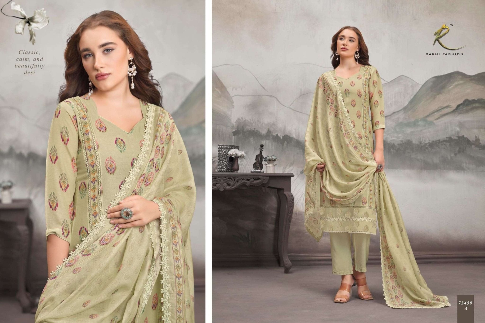 Rakhi Fashion Summer Fragrance 73459 Bemberg Mal Chanderi Dress Material - Amrah Wholesale