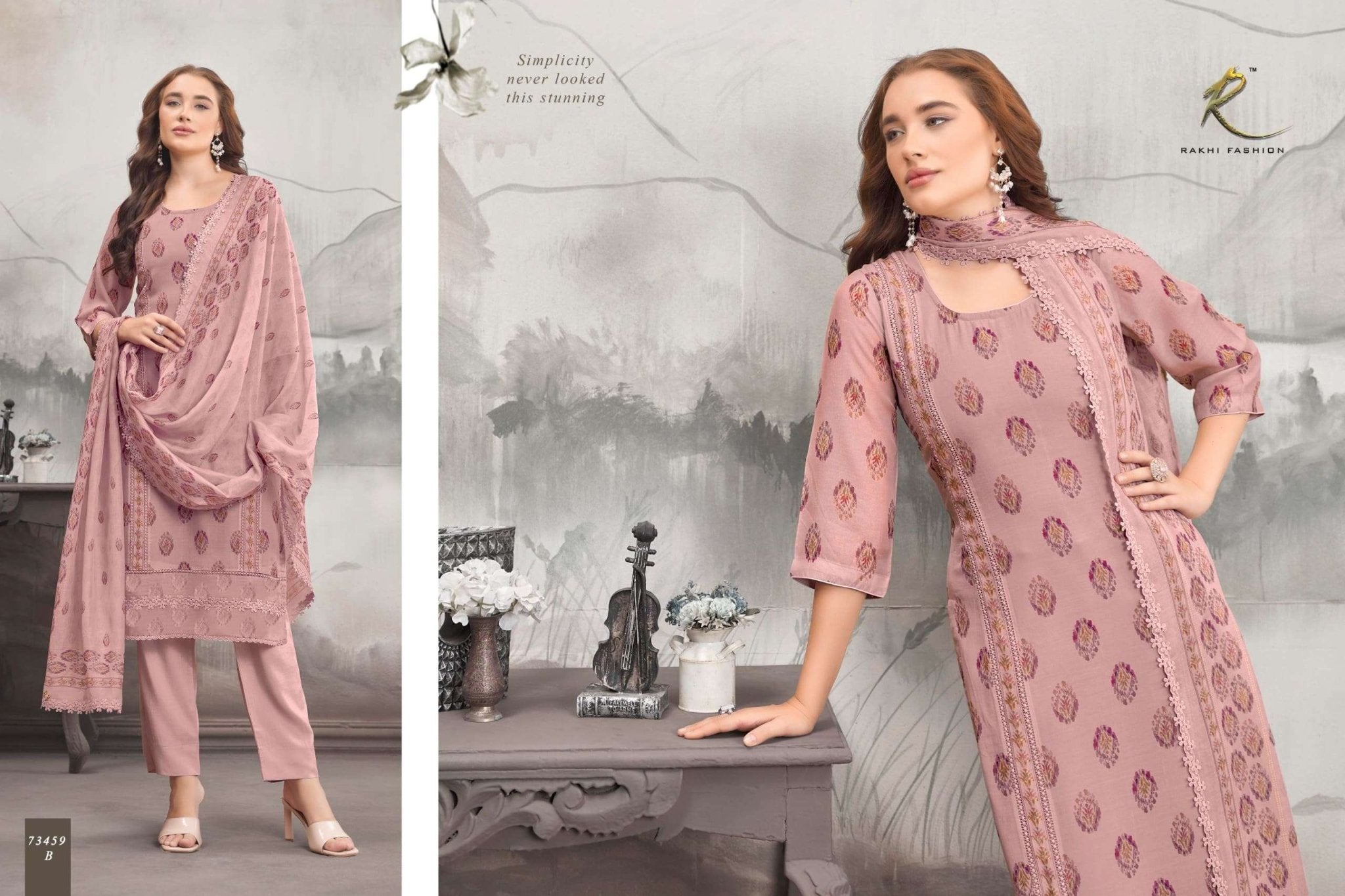 Rakhi Fashion Summer Fragrance 73459 Bemberg Mal Chanderi Dress Material - Amrah Wholesale