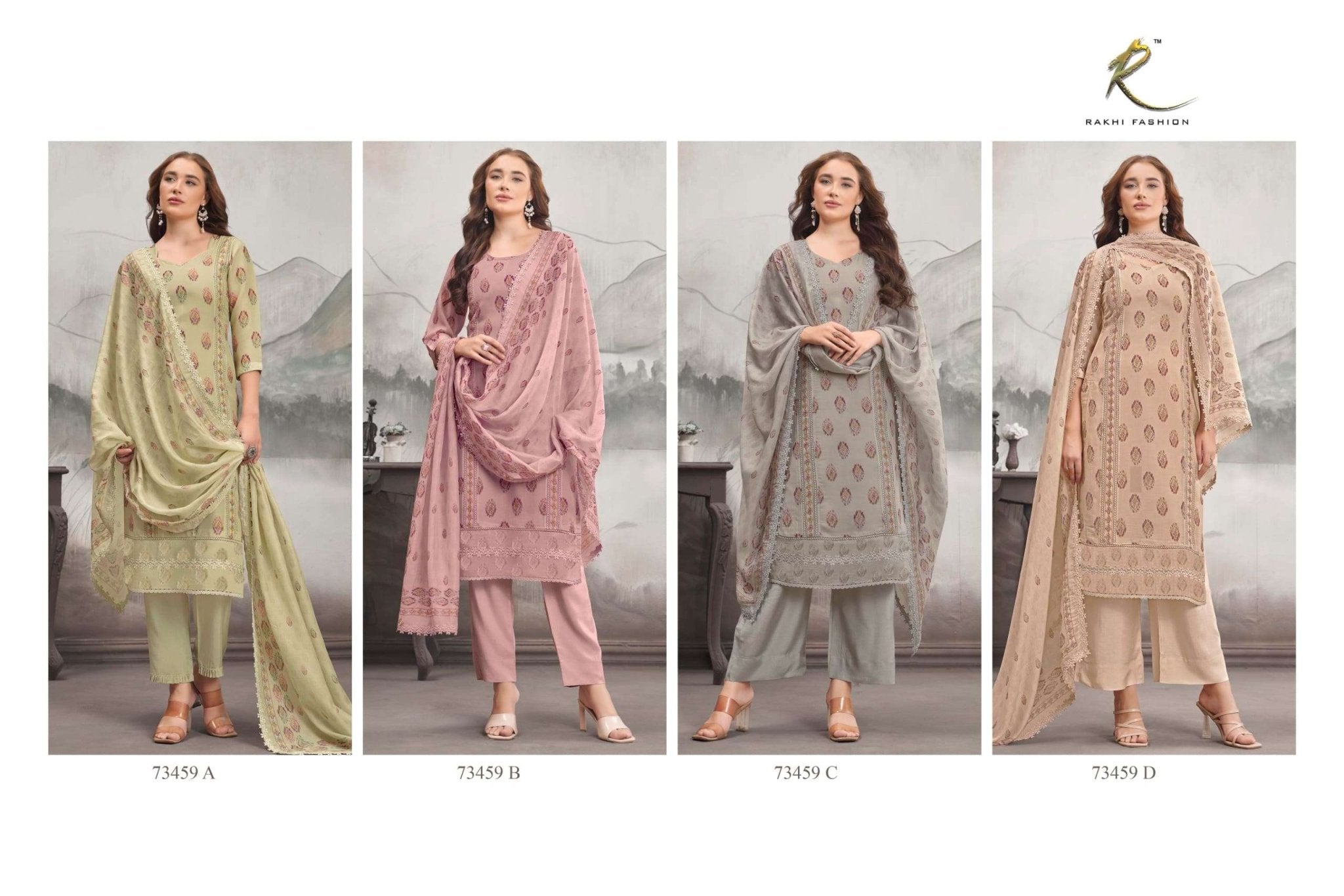 Rakhi Fashion Summer Fragrance 73459 Bemberg Mal Chanderi Dress Material - Amrah Wholesale