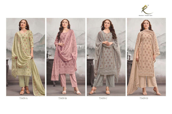 Rakhi Fashion Summer Fragrance 73459 Bemberg Mal Chanderi Dress Material - Amrah Wholesale