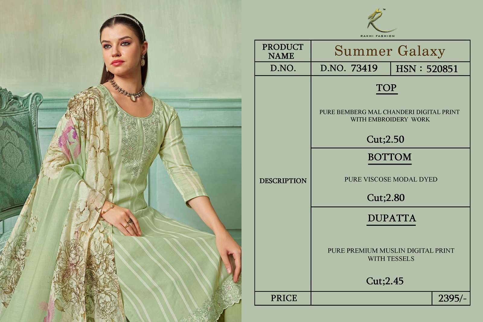 Rakhi Fashion Summer Galaxy 73419 Chanderi Dress Material - Amrah Wholesale