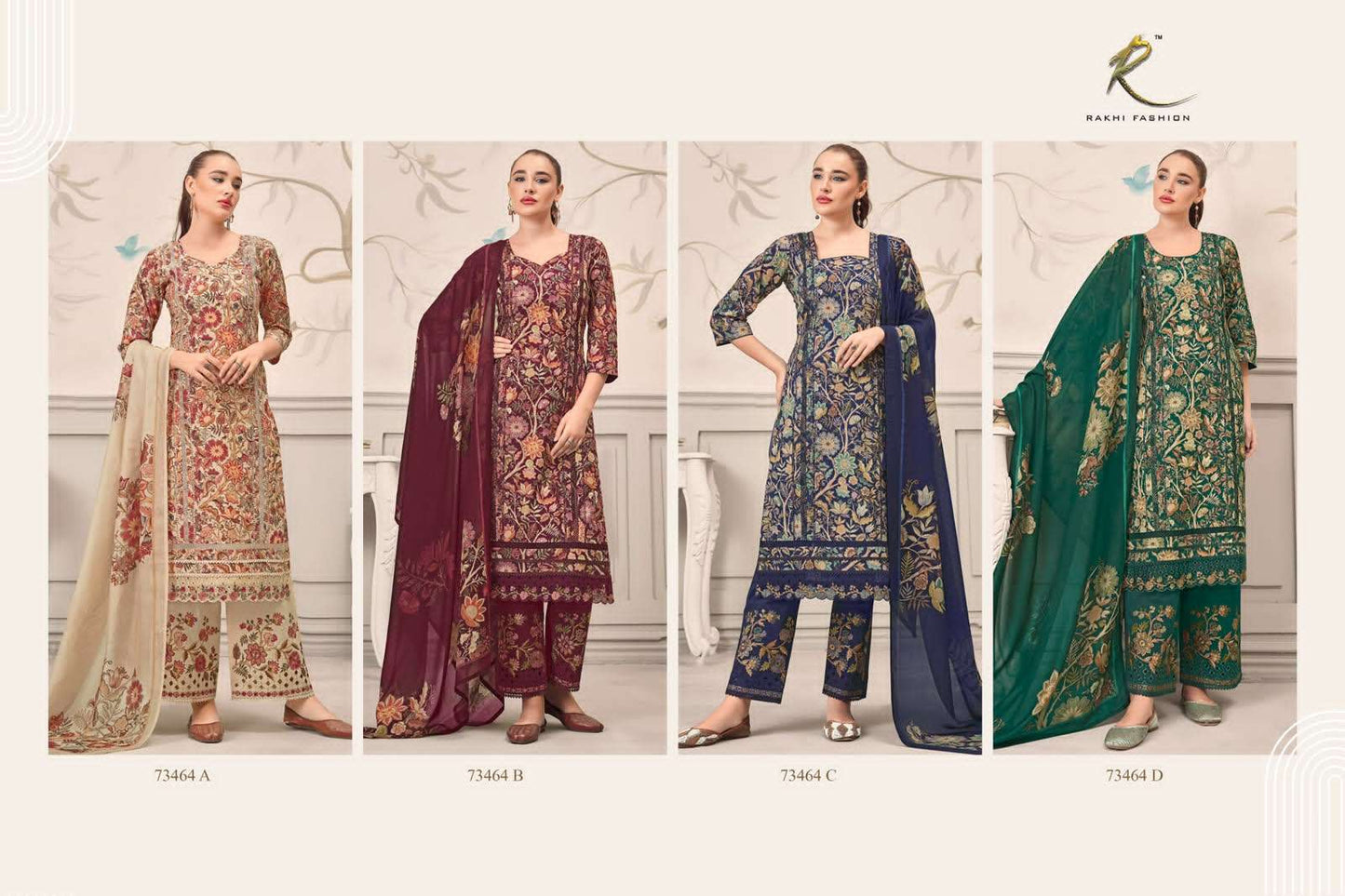 Rakhi Fashion Summer Galaxy 73464 Premium Cotton Embroidered Dress Material - Amrah Wholesale