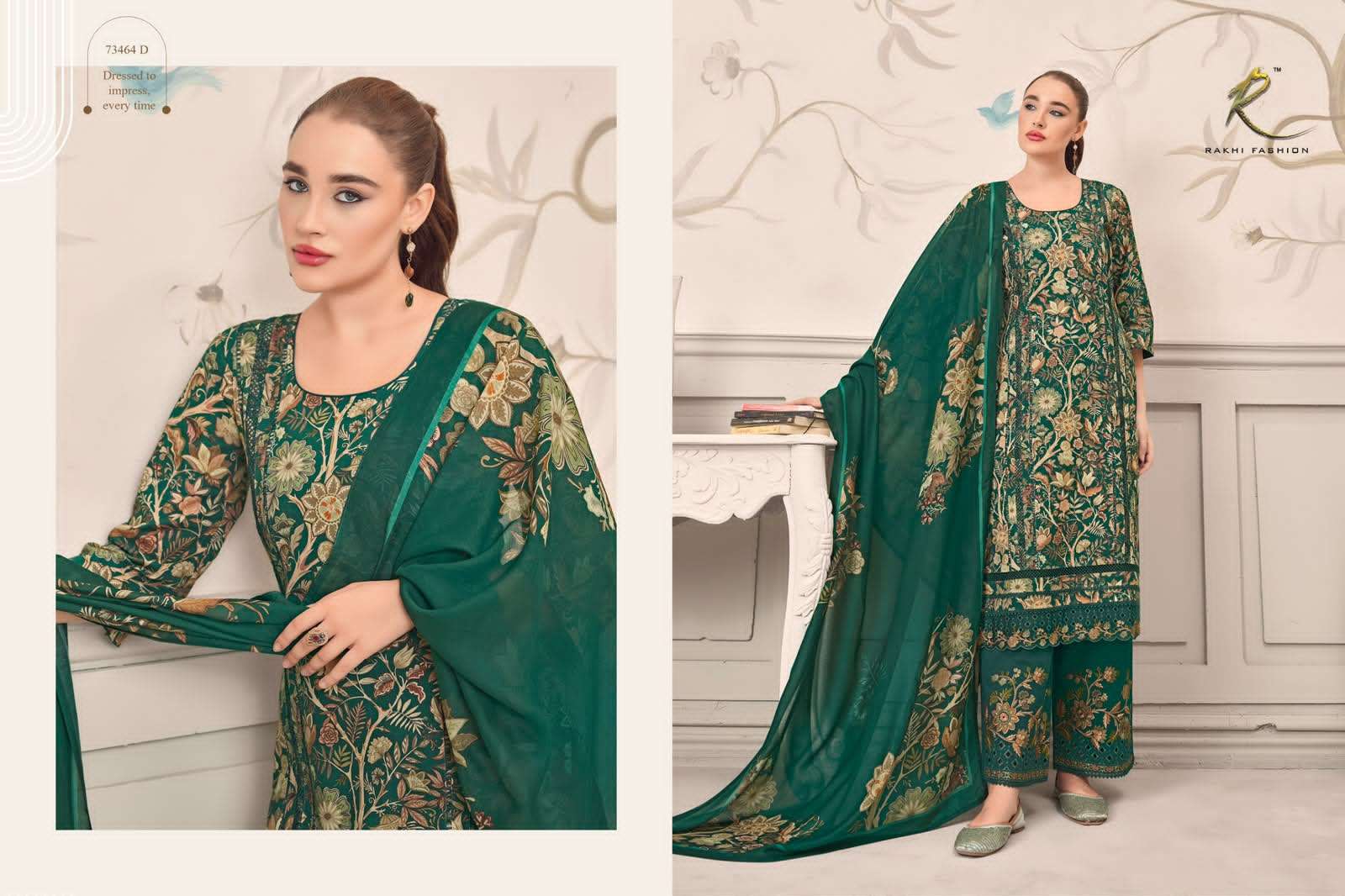 Rakhi Fashion Summer Galaxy 73464 Premium Cotton Embroidered Dress Material - Amrah Wholesale