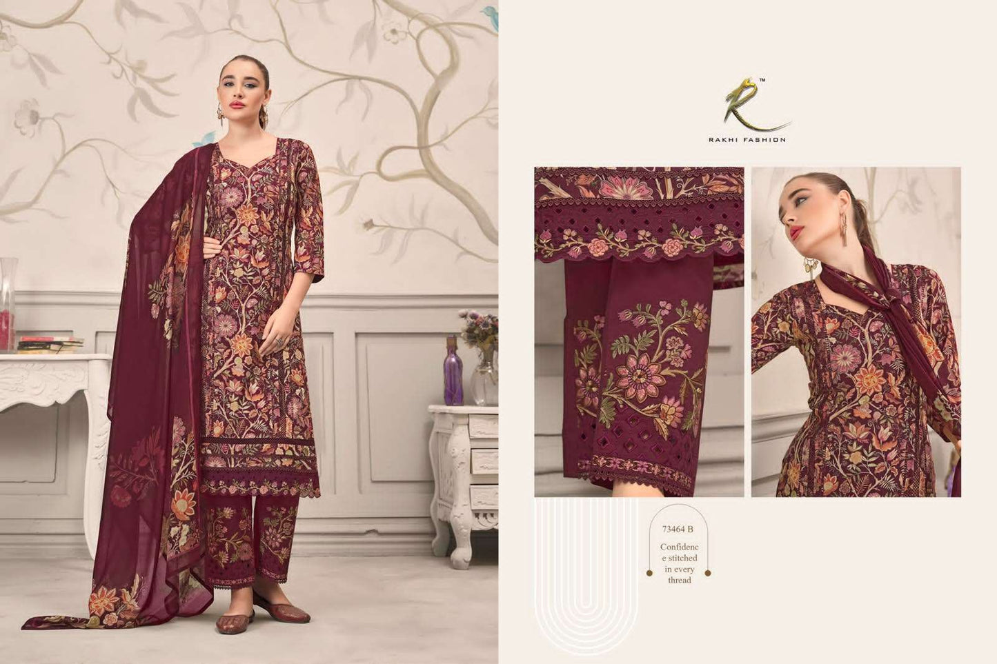 Rakhi Fashion Summer Galaxy 73464 Premium Cotton Embroidered Dress Material - Amrah Wholesale
