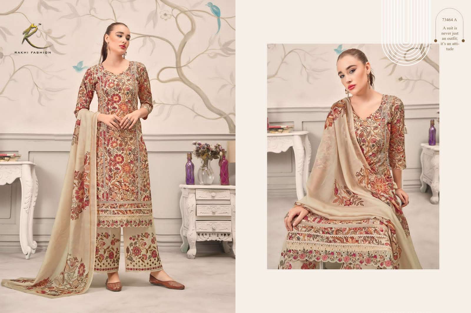 Rakhi Fashion Summer Galaxy 73464 Premium Cotton Embroidered Dress Material - Amrah Wholesale