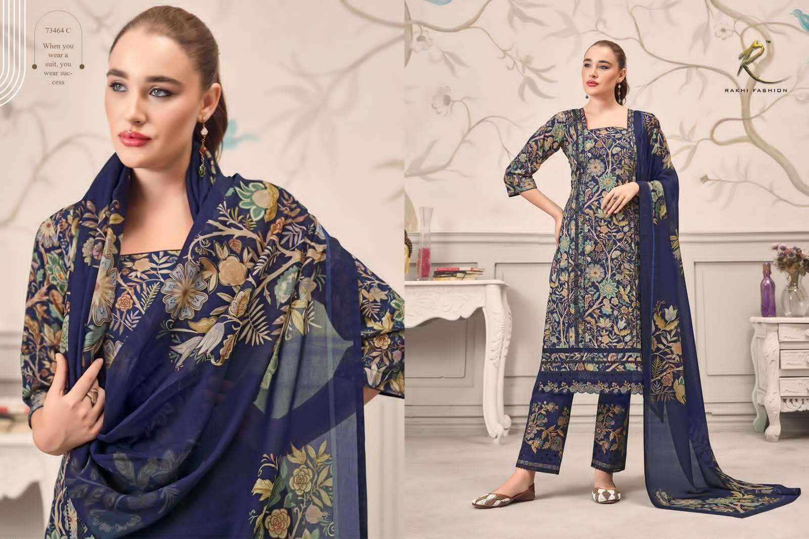 Rakhi Fashion Summer Galaxy 73464 Premium Cotton Embroidered Dress Material - Amrah Wholesale