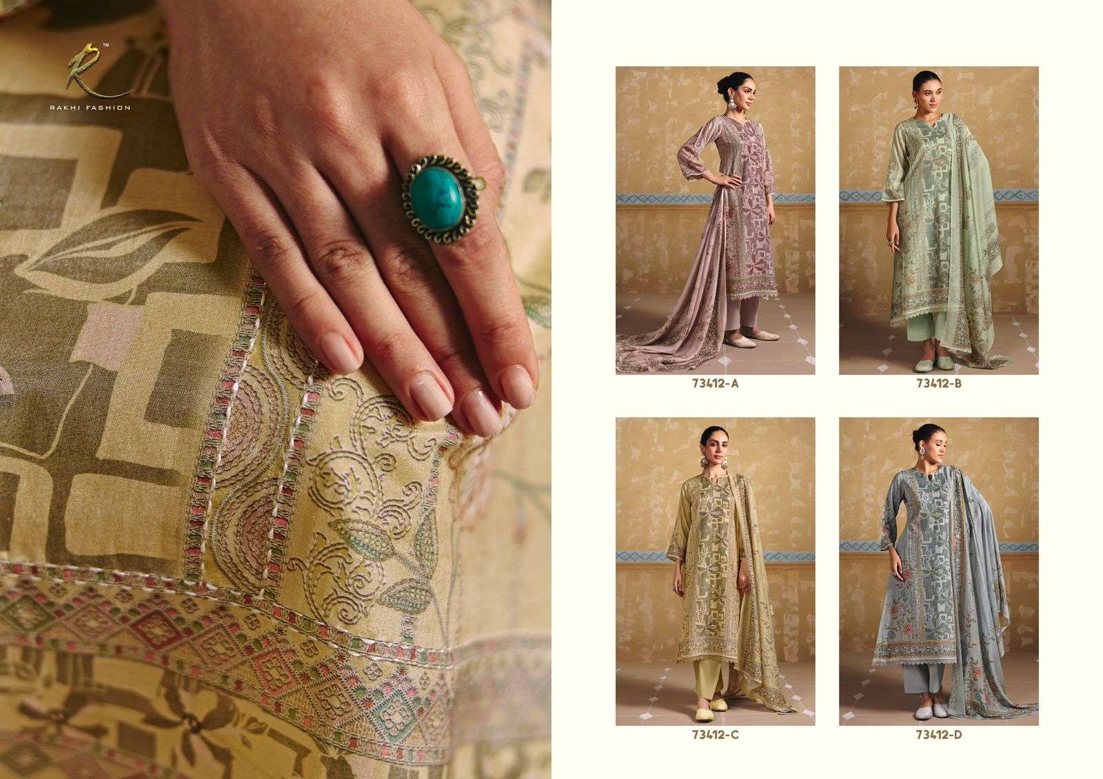 Rakhi Fashion Summer Galaxy 73142 Banarasi Chanderi Dress Material Wholesale - Amrah Wholesale