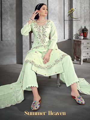 Rakhi Fashion Summer Heaven Organdy Embroidered Dress Material - Amrah Wholesale