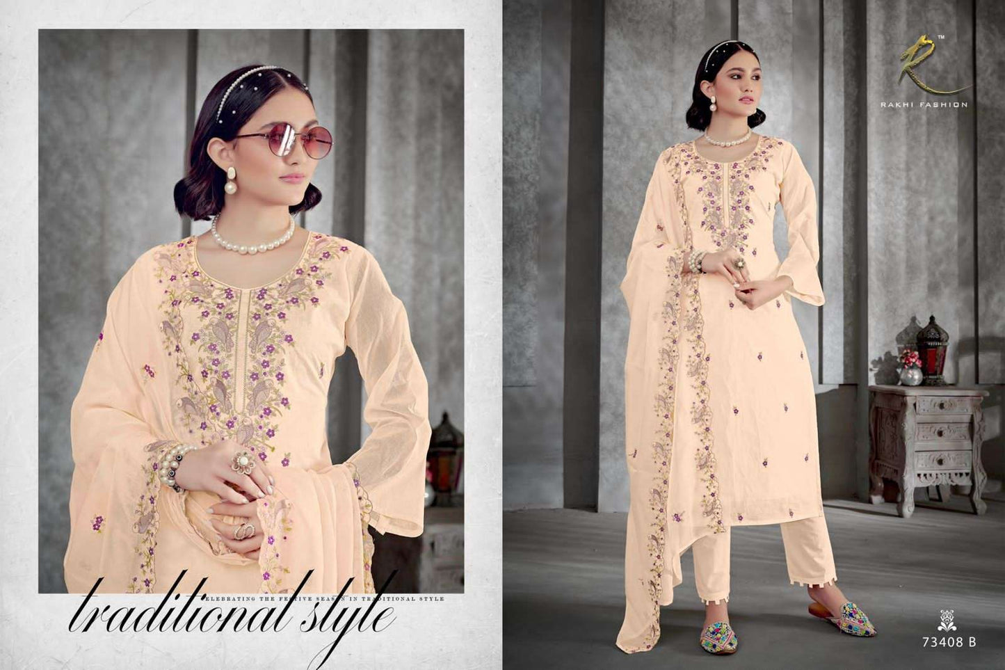Rakhi Fashion Summer Heaven Organdy Embroidered Dress Material - Amrah Wholesale