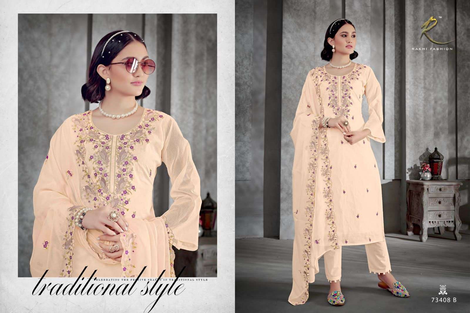 Rakhi Fashion Summer Heaven Organdy Embroidered Dress Material - Amrah Wholesale