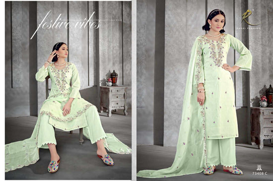 Rakhi Fashion Summer Heaven Organdy Embroidered Dress Material - Amrah Wholesale