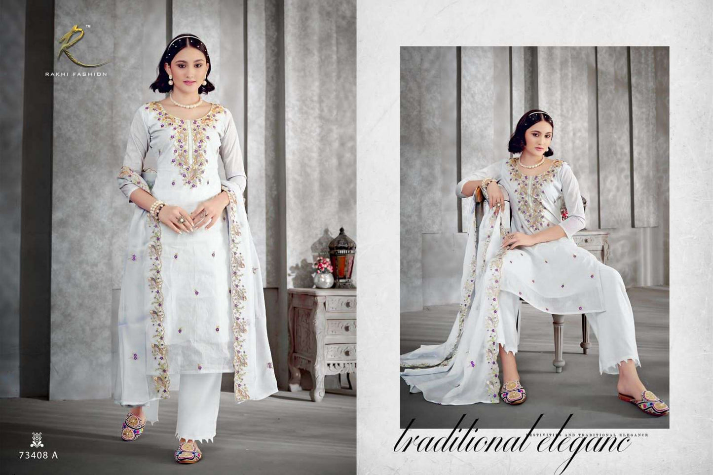Rakhi Fashion Summer Heaven Organdy Embroidered Dress Material - Amrah Wholesale