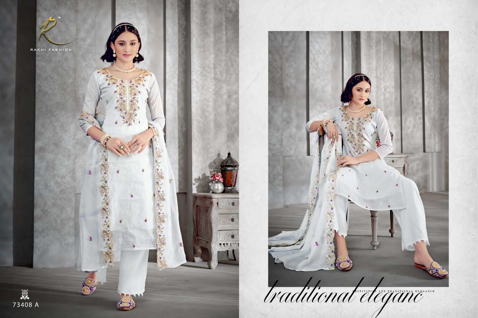 Rakhi Fashion Summer Heaven Organdy Embroidered Dress Material - Amrah Wholesale