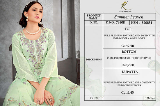 Rakhi Fashion Summer Heaven Organdy Embroidered Dress Material - Amrah Wholesale
