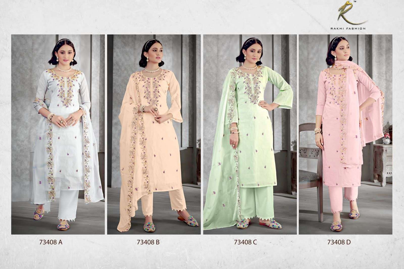 Rakhi Fashion Summer Heaven Organdy Embroidered Dress Material - Amrah Wholesale