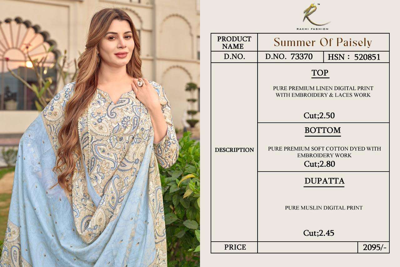 Rakhi Fashion Summer Of Paisely 73370 Premium Linen Dress Material