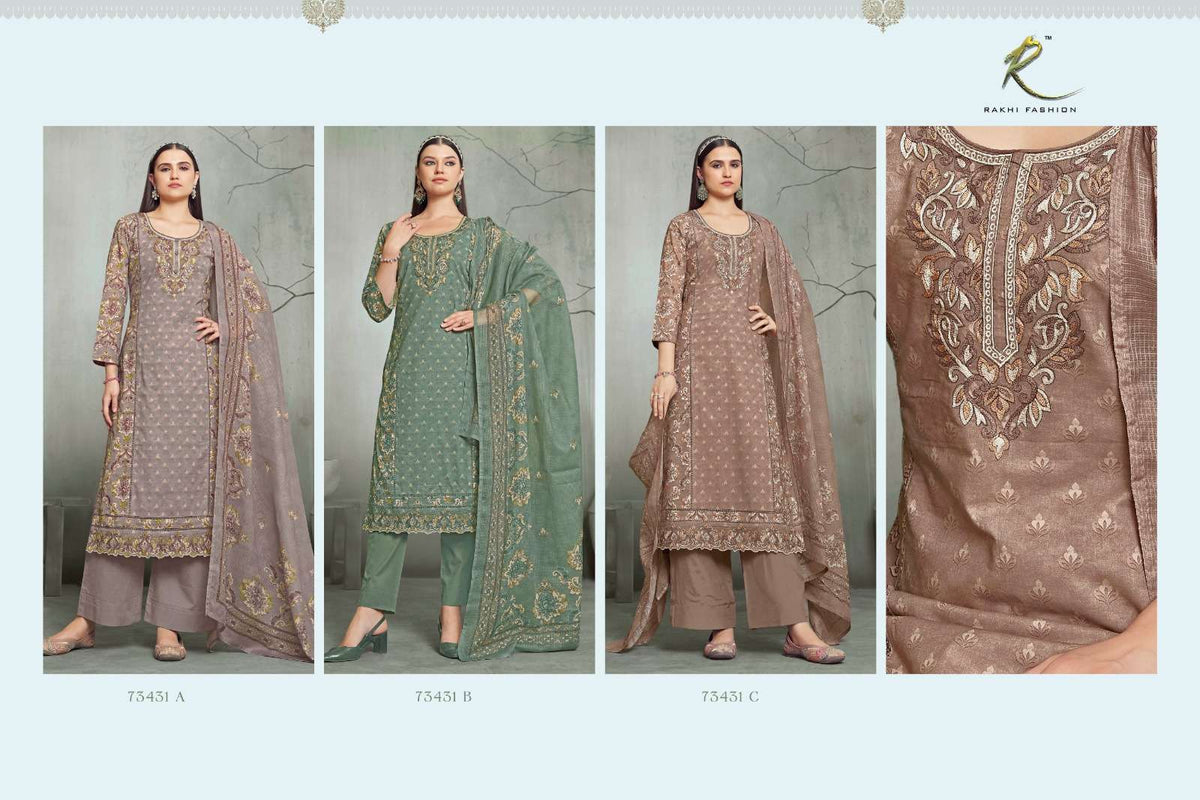 Rakhi Fashion Summer Petals 73431 Premium Cotton Dress Material - Amrah Wholesale