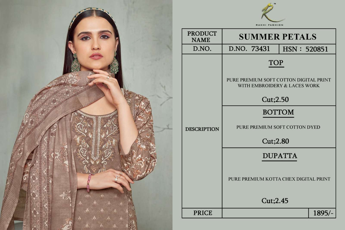Rakhi Fashion Summer Petals 73431 Premium Cotton Dress Material - Amrah Wholesale