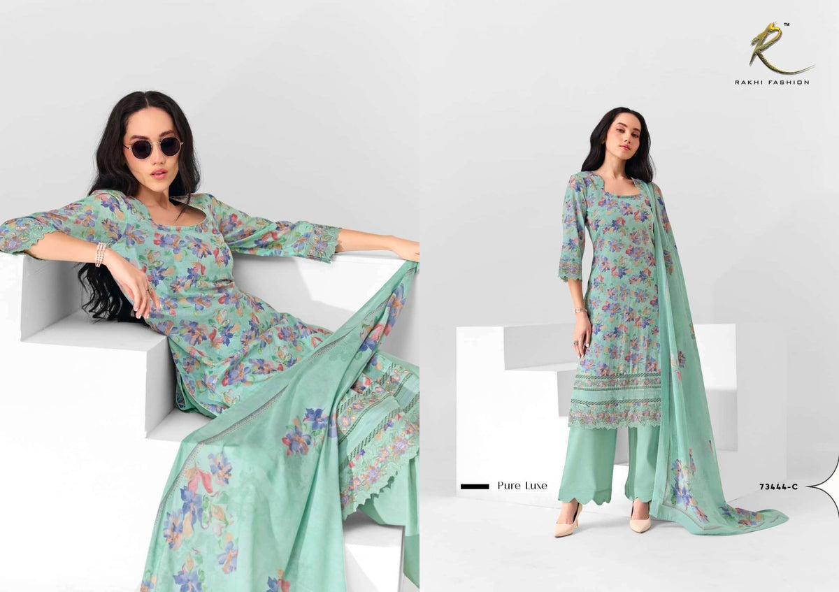 Rakhi Fashion Summer Petals 73444 Mul Cotton Dress Material - Amrah Wholesale