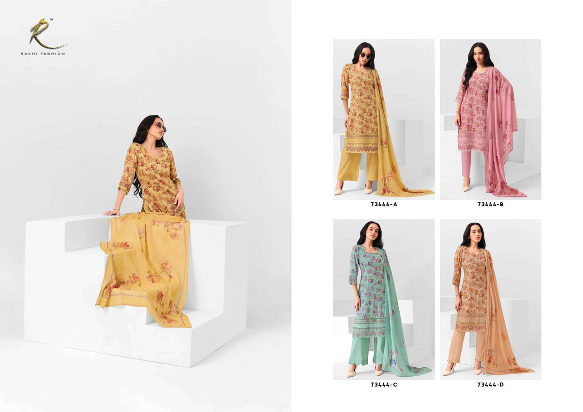 Rakhi Fashion Summer Petals 73444 Mul Cotton Dress Material - Amrah Wholesale