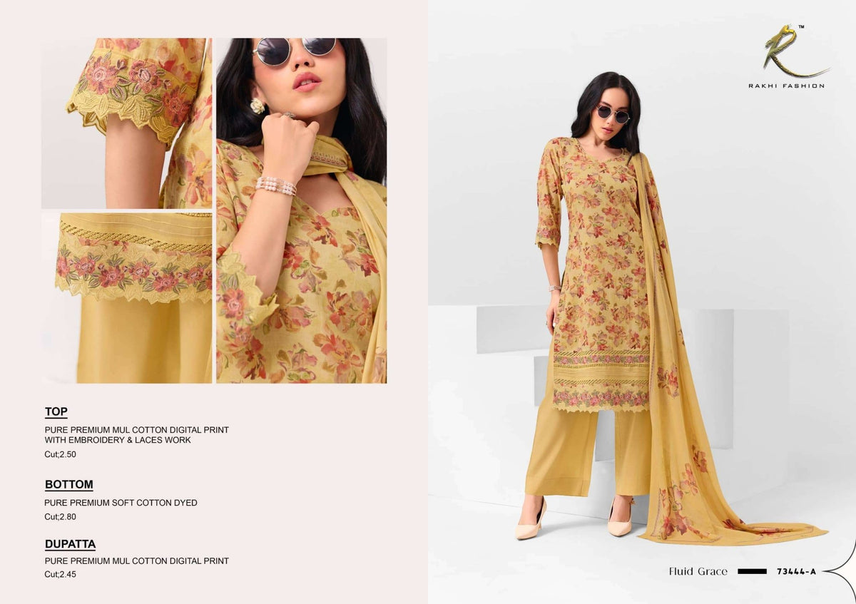 Rakhi Fashion Summer Petals 73444 Mul Cotton Dress Material - Amrah Wholesale