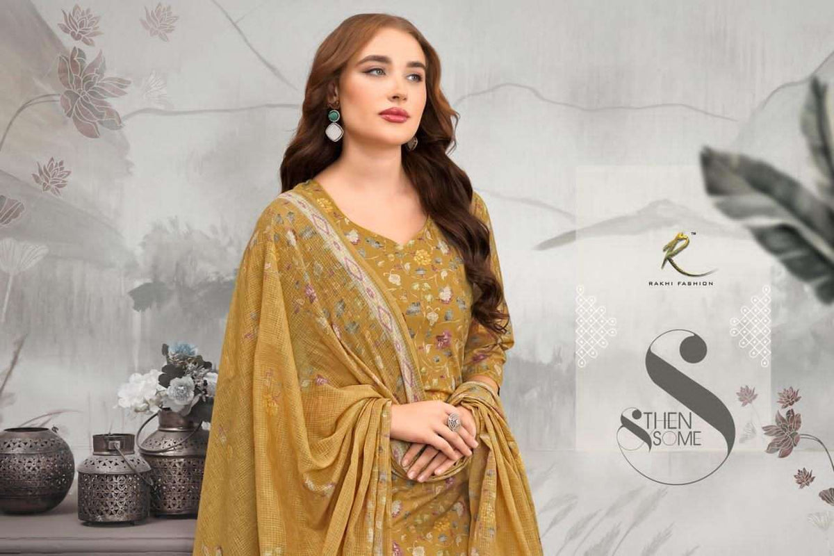 Rakhi Fashion Summer Petals 73468 Premium Cotton Embroidered Dress Material