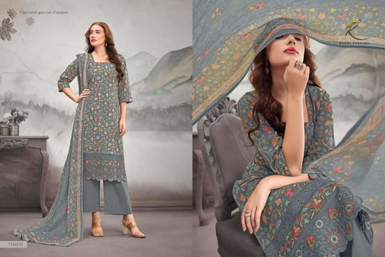 Rakhi Fashion Summer Petals 73468 Premium Cotton Embroidered Dress Material