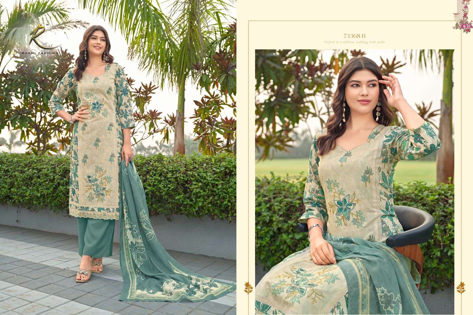 Rakhi Fashion Summer Petals 73368 Cotton Dress Material Wholesale
