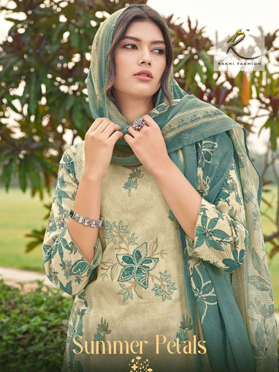 Rakhi Fashion Summer Petals 73368 Cotton Dress Material Wholesale