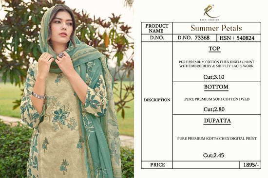 Rakhi Fashion Summer Petals 73368 Cotton Dress Material Wholesale